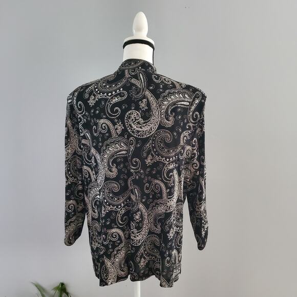 Xscape by Joanna Chen Paisley Sparkle Mandarin Collar Jacket XL - Picture 2 of 7